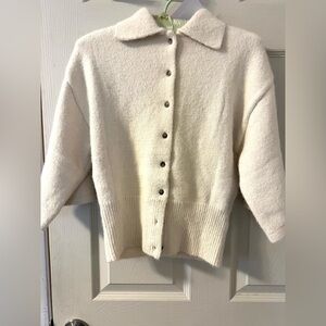 NWT H & M Cream Button-Up Cardigan, 3/4 Sleeves, Super Soft, Size XS